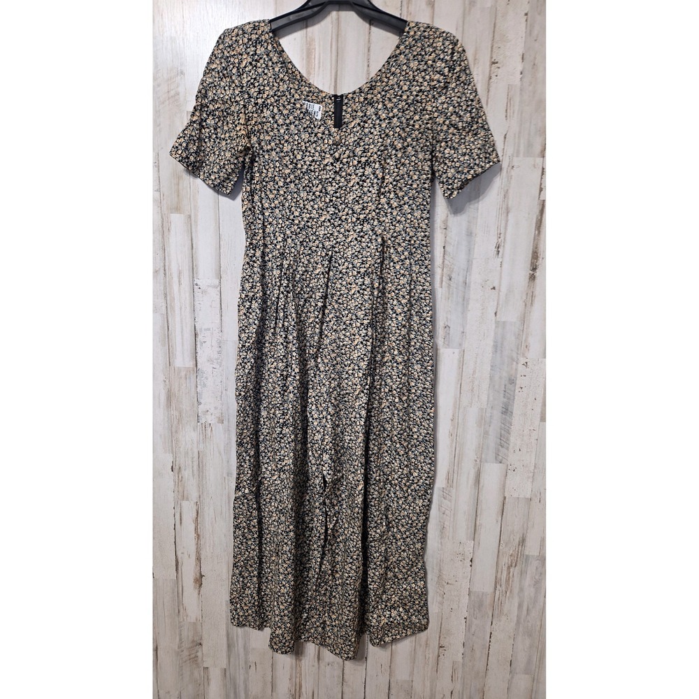 Vtg Robbie B Designs size 4 Floral Retro Jumpsuit Wide leg Short sleeve Rayon